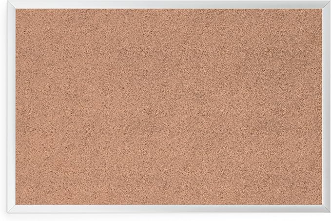 U Brands Cork Bulletin Board, 36" x 24", Silver Aluminum Frame, Industrial Grade Pinning Surface