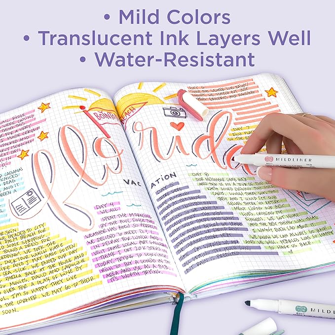 Zebra Pen Mildliner Dual-Tip Highlighter Marker Set, Broad and Fine Point Tips, No Bleed, Ideal for Bible Highlighting, Journaling, School and Office Supplies, Assorted Ink Colors, 15-Pack (78115)