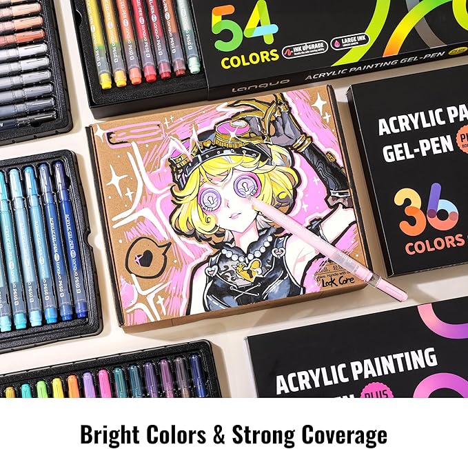 Acrylic Painting Gel Pens 90 Colors with 1mm Bullet Tip, Color Gel Pens for Adult Drawing, Coloring, Sketching, Journaling, DIY, Acrylic Ink Pen for Black Paper, Rock, Glass, School and Art Supplies