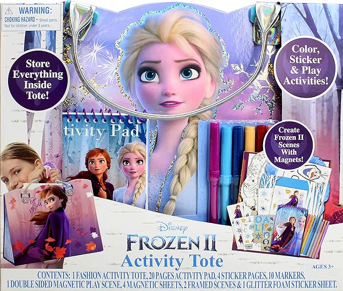 Disney Frozen Activity Tote – Ultimate Princess Adventure Bag with Coloring Books, Stickers, Crayons & Games – Travel-Friendly Art Set for Girls Ages 3+ – Great Gift for Creative Play