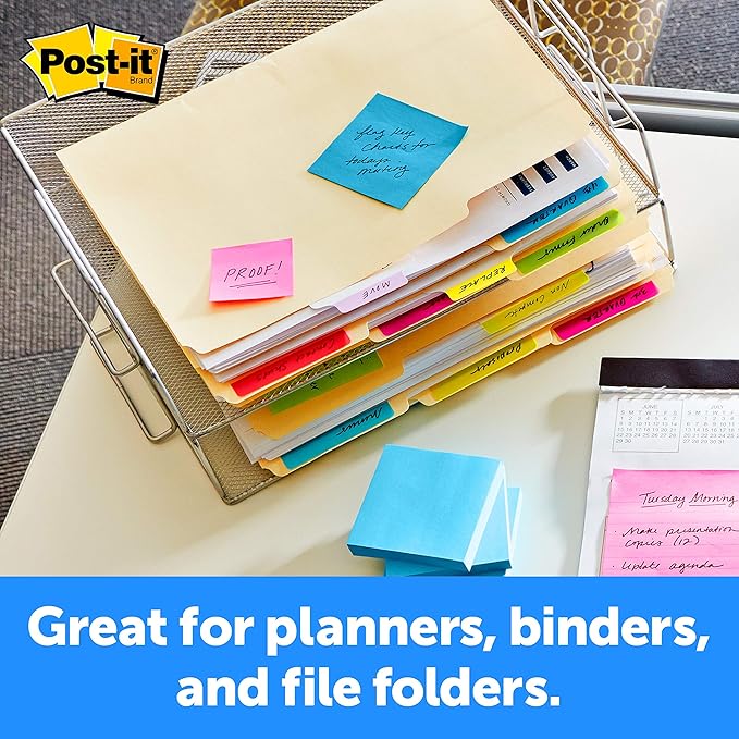 Post-it Tabs, 2 in, Solid, Assorted Colors, 6 Tabs/Color, 5 Colors, 30 Tabs/Pack (686-ROYGB) (Pack of 2)