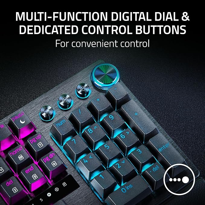 Razer Huntsman V3 Pro 8KHz Esports Gaming Keyboard: Analog Optical Switches Gen 2-8000 Hz Polling Snap Tap - Rapid Trigger - Adjustable Actuation - Media Controls - PBT Keycaps - Black