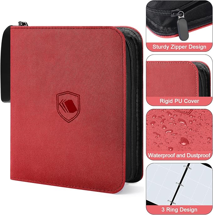 1200 Pockets Trading Card Binder, PU Cover Zipper Card Collection Album, Sturdy Card Folder Holder for MTG, TCG, Game Cards, Sports Cards