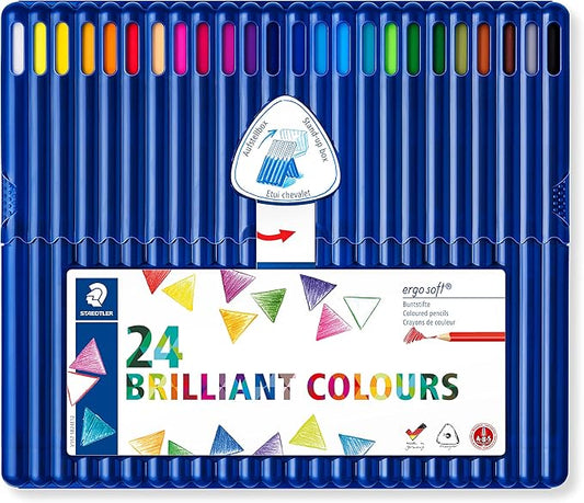 Staedtler Ergosoft Colored Pencils, Set of 24 Colors in Stand-up Easel Case (157SB24)
