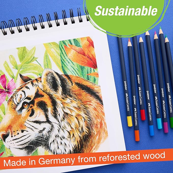 Faber-Castell Goldfaber Color Pencils: Professional Colored Pencils with Smooth Laydown, Rich Pigment, Break-Resistant Cores, Great for Beginners, Hobbyists & Adult Coloring (24 Count)