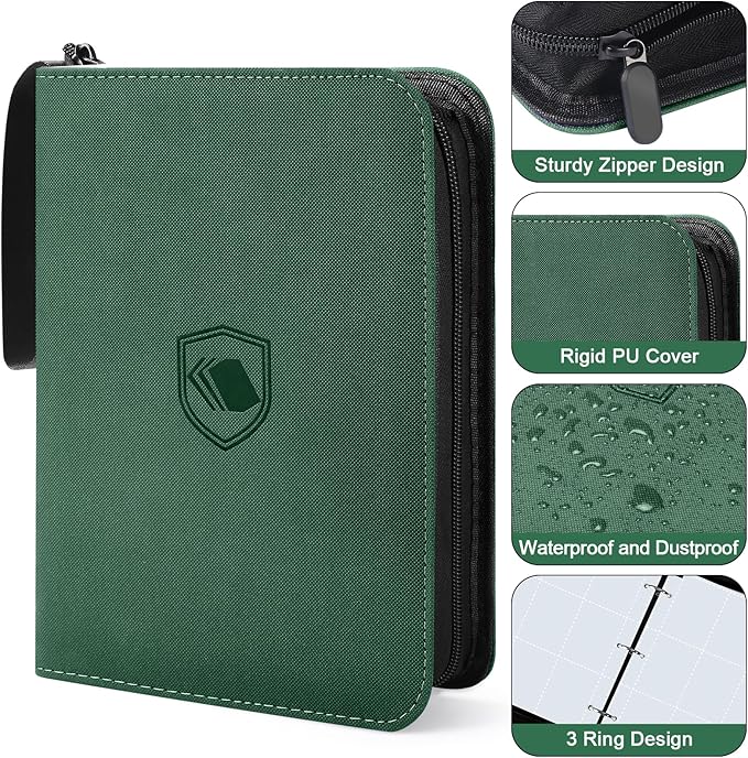 900 Pockets Trading Card Binder, PU Cover Zipper Card Collection Album, Sturdy Card Folder Holder for MTG, TCG, Game Cards, Sports Cards