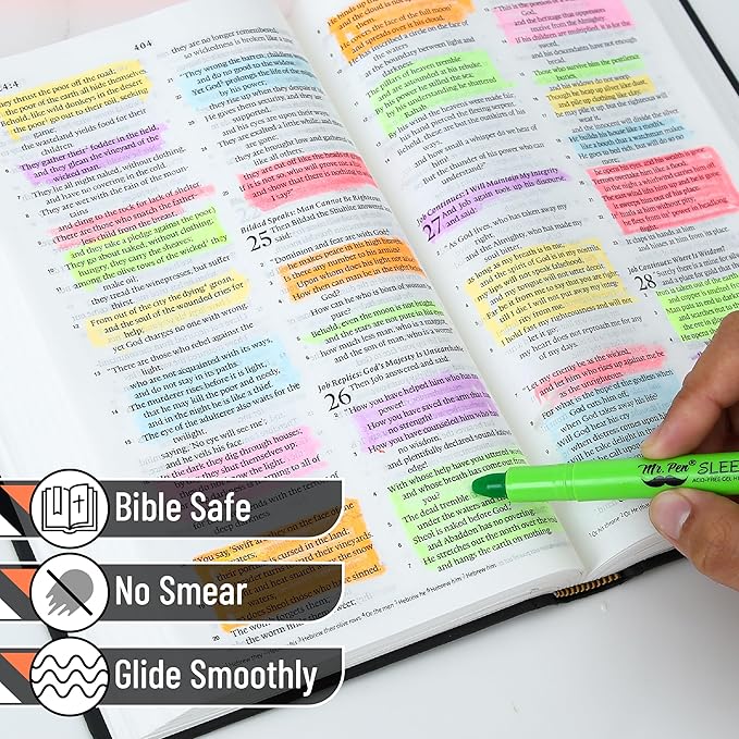 Mr. Pen No Bleed Gel Highlighter, Bible Highlighters, Assorted Colors, Pack of 20, Fluorescent Gel Highlighters