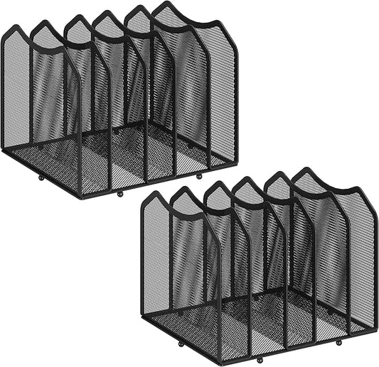 Simple Trending Mesh Desktop File Sorter Organizer, 5-Section Bookshelf for Desk Home Office, Black