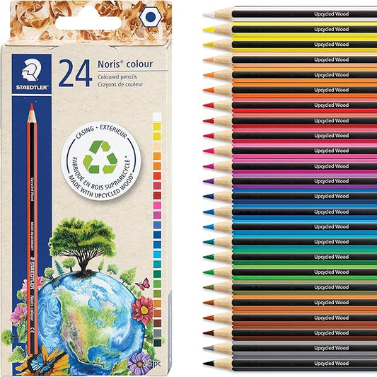 STAEDTLER Colored Pencils Set (24-Pack) for School Supplies - Break-Resistant Lead, Sustainably Made, Vibrant Colors for Artists & Students