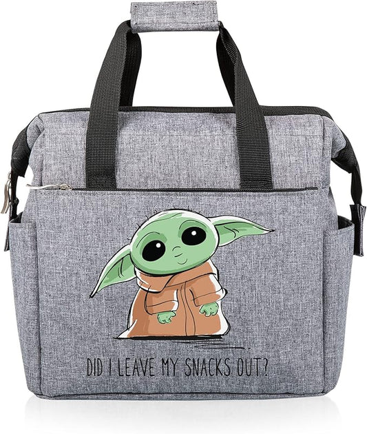 PICNIC TIME Star Wars Mandalorian Grogu On The Go Lunch Bag, Soft Cooler Lunch Box, Insulated Lunch Tote, Leak-Resistant Work Lunchbox, Reusable Thermal Cooler Bag, (Heathered Gray)