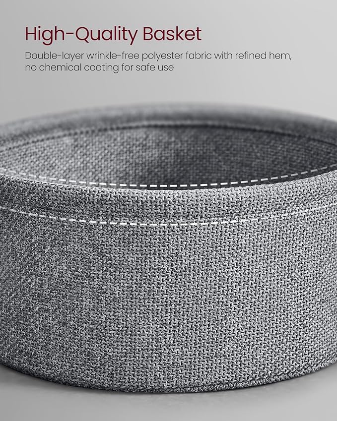 VASAGLE LILEA Collection - Side Table with Charging Station, Round End Table with Fabric Basket, Nightstand with USB Ports, for Living Room, Bedroom, Modern, Ebony Black and Slate Gray ULET228B01