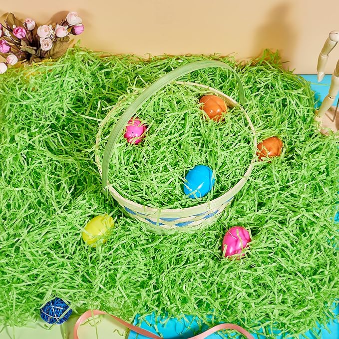 JOYIN 3.75 LB Easter Fake Grass Crinkle Paper Shred Filler(60 Oz) for Craft Boxes Bags Basket Filling, DIY Gift Wrapping, Wedding Party Decoration, Easter Egg Hunt (Pink, Yellow, Sky Blue, Green)