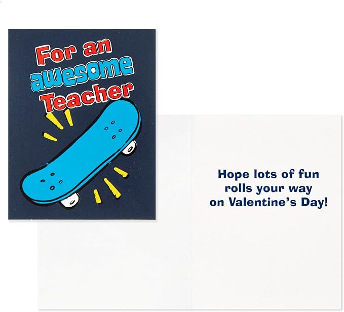 Hallmark Boys Valentines Day Cards and Mailbox for Kids School Classroom Exchange, Games and Sports (1 Box, 32 Valentine Cards, 35 Stickers, 1 Teacher Card)