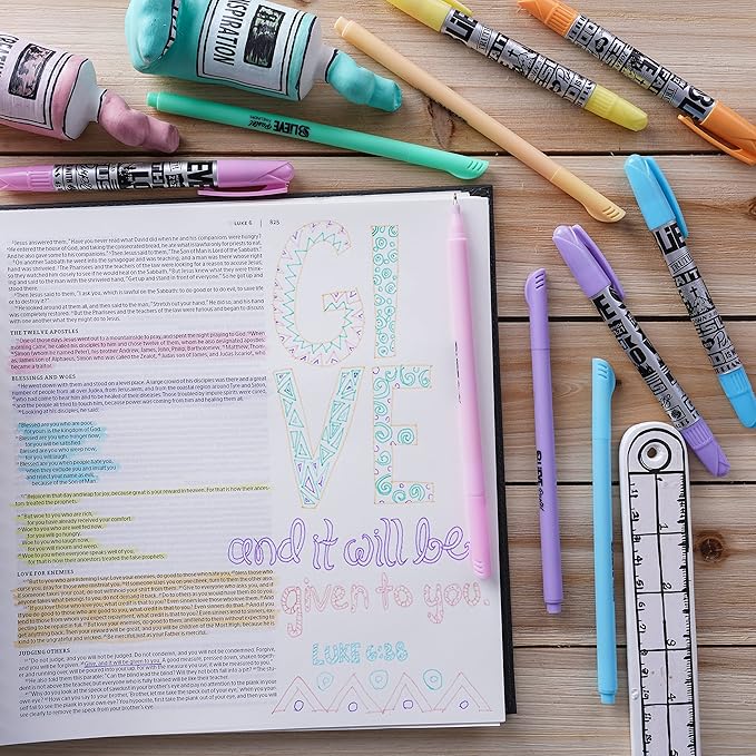 BLIEVE- Bible Highlighters No Bleed Through Assorted Colors, Cute Highlighter For Journaling Office Supplies And Accessories, Bible Highlighters And Pens No Bleed Chisel Tip (MUTED PASTEL)