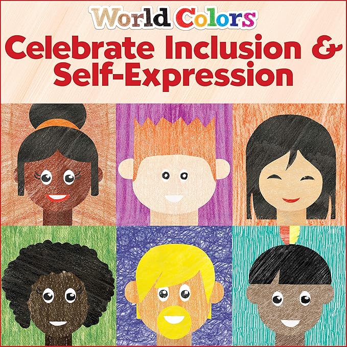Faber-Castell World Colors Beeswax Crayons | 12 Blendable Skin Tone Colors | Screen-Free Coloring that Builds Color Skills | Easy-Grip, Non-Toxic for Preschoolers (Ages 3+)