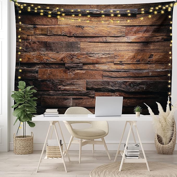 Ambesonne Chocolate Tapestry, Rough Dark Timber Texture Image Rustic Country Theme Hardwood Carpentry, Fabric Wall Hanging Decor for Bedroom Living Room Dorm, 45" X 30", Brown Dark Brown
