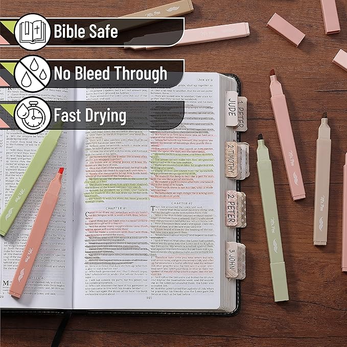 Mr. Pen- Aesthetic Highlighters, 8 pcs, Chisel Tip, Boho Colors, No Bleed Bible Highlighter Pastel, Assorted Colors, Cute (Pack of 2)