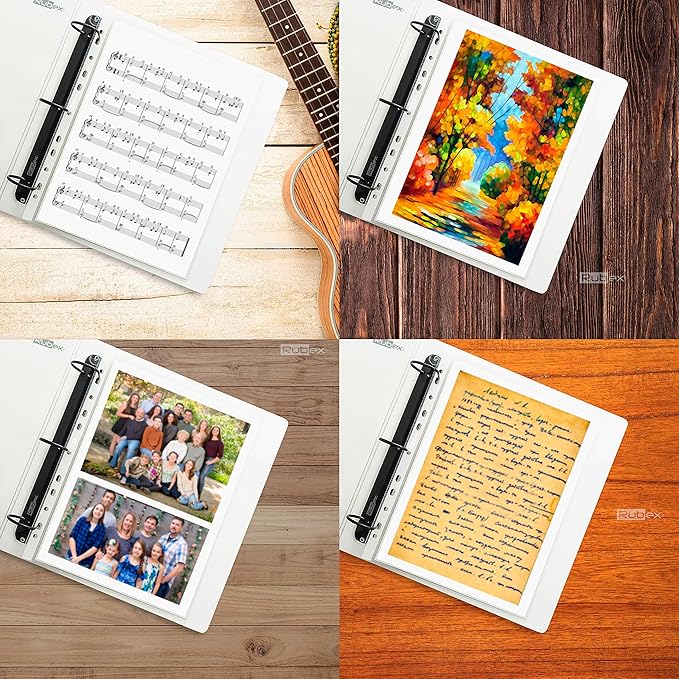 Rubex Sheet Protectors 8.5 x 11 inch Clear Page Protectors Plastic Sleeves Reinforced 11 Hole fit for 3 Ring Binder Top Loading 9.25 x 11.25 inch (100 Sheets)
