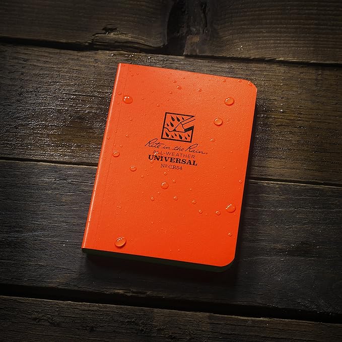 Rite in the Rain Weatherproof Soft Cover Pocket Notebook, 3.5" x 5", Orange Cover, Universal Pattern (No. OR54)