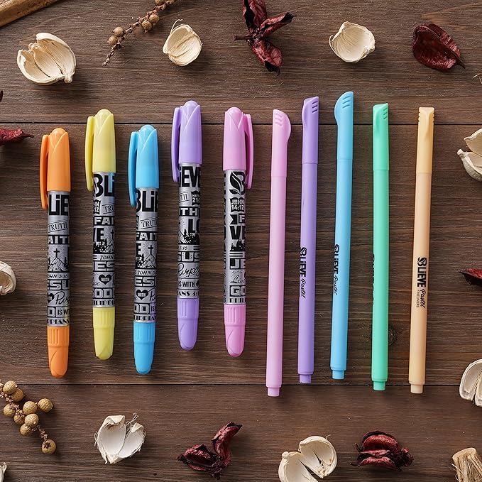 BLIEVE- Bible Highlighters No Bleed Through Assorted Colors, Cute Highlighter For Journaling Office Supplies And Accessories, Bible Highlighters And Pens No Bleed Chisel Tip (MUTED PASTEL)