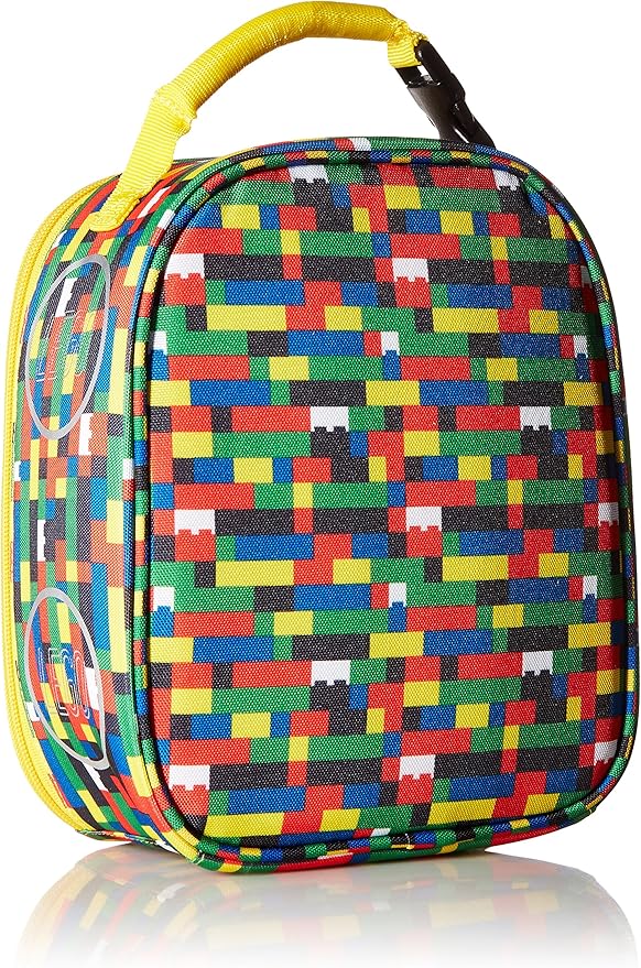 LEGO Kids Heritage Classic Lunch Box, Insulated Soft Reusable Lunch Bag Meal Container for Boys and Girls, Perfect for School or Travel, Meal Tote Keeps Food and Drinks Cold with Buckle, Brick Wall