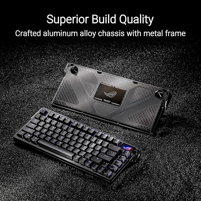 ASUS ROG Azoth Extreme Wireless Mechanical Gaming Keyboard – 75% TKL, ROG NX Snow Linear Switches, PBT Keycaps, Aluminum Chassis, Carbon Fiber, Gasket Mount, Color OLED Screen, PC/Mac Support - Black