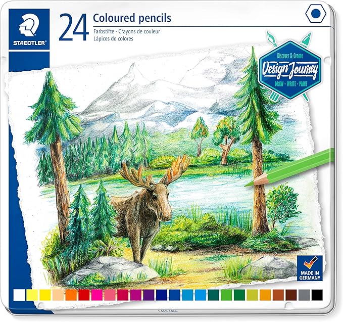 STAEDTLER 146C M24 Design Journey Colouring Pencils - Assorted Colours (Tin of 24)