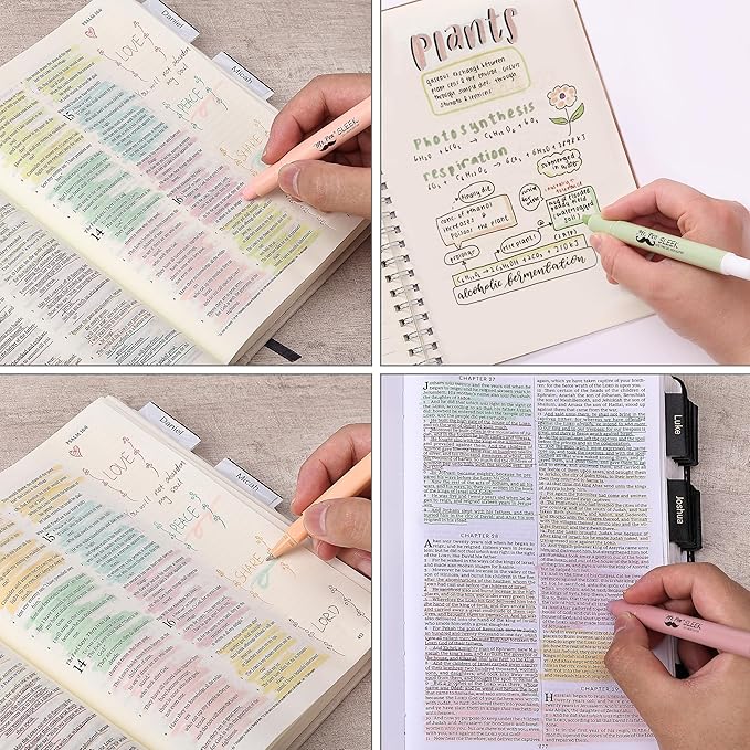 Mr. Pen- Aesthetic Gel Highlighters and Pens No Bleed, 12 Pack, Pastel Colors Bible Highlighters and Pens No Bleed