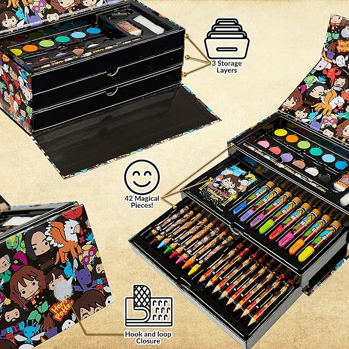 Harry Potter Gifts Colored Pencils 130pcs Art Supplies Drawing Kit School Supplies Painting Kids Drawing Pencils Art Kit Travel Case with Crayons (Multi)