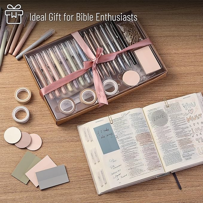 Mr. Pen- Bible Journaling Set (Selah Collection), Highlighters and Pens No Bleed, Scripture Markers, Washi Tape, Bible Tabs