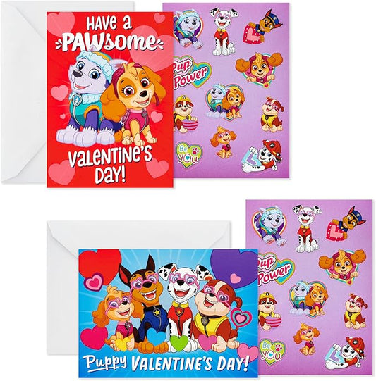 Hallmark Paw Patrol Valentine's Day Cards With Stickers, Kids Assorted (Pack of 24 Cards with Envelopes)