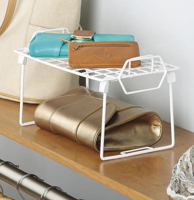 Whitmor Wire Grid Stacking Shelf Small, White
