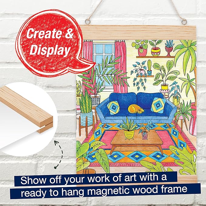 Faber-Castell Color by Number Wall Art: Plant Room - Adult Arts and Crafts, Colored Pencils for Adult Coloring, Color by Number for Adults